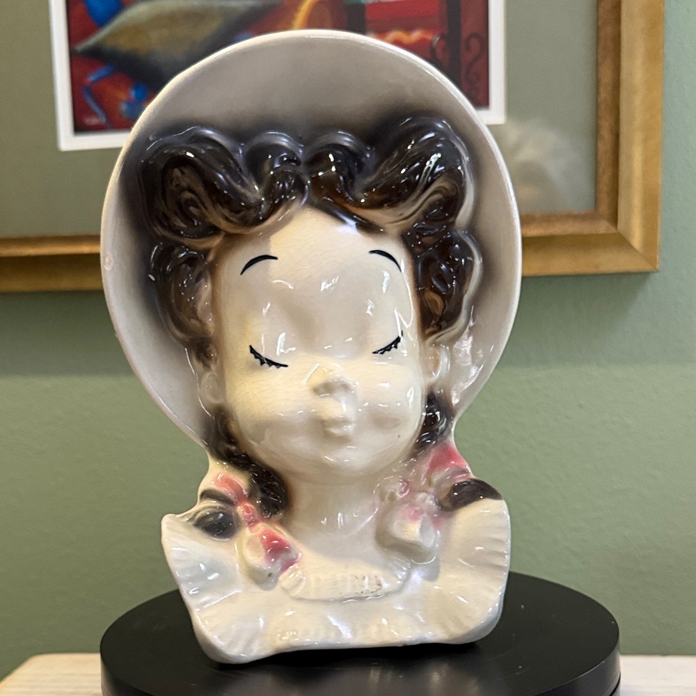 Vintage Royal Copley Ceramic Lady Head Vase Figurine